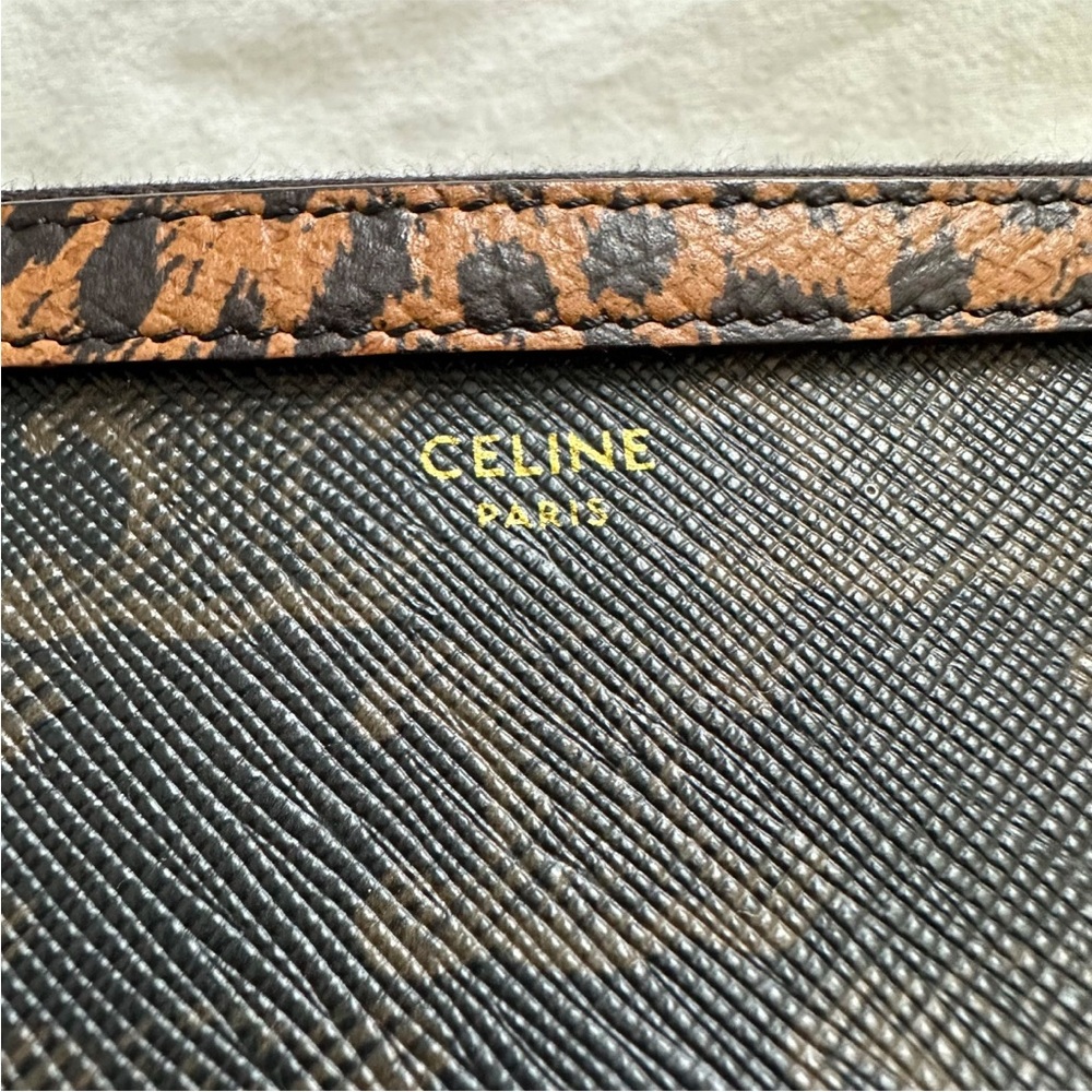 Celine Triomphe Canvas Calfskin Leopard Print Mini Crossbody Bag with Chain - Picture 3 of 12